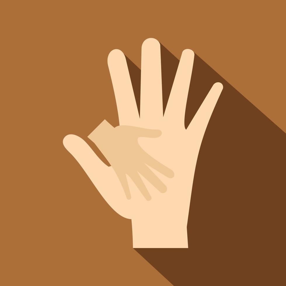 Baby hand in mother hand icon, flat style vector