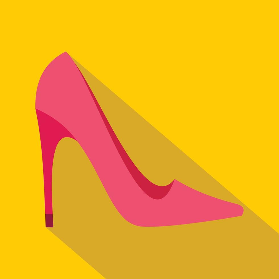 Pink high heel shoe icon, flat style vector