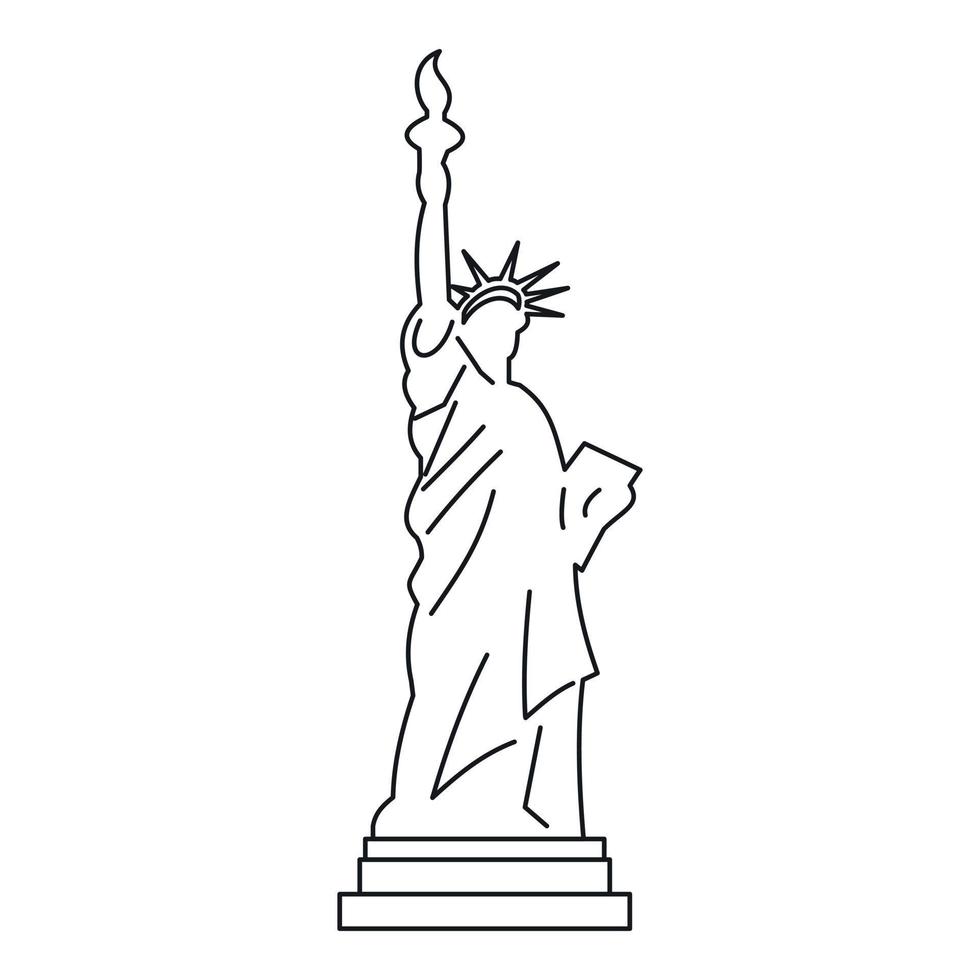 icono de la estatua de la libertad, estilo de contorno vector