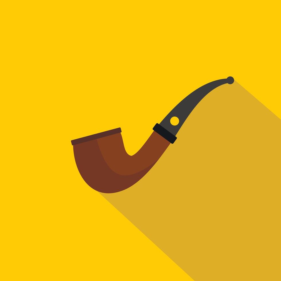 Wooden pipe for smoking icon, flat style vector