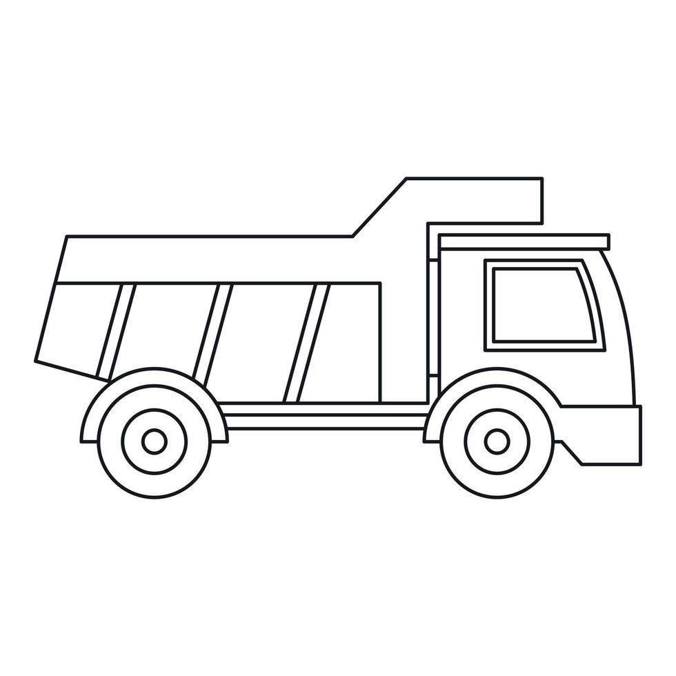 Plastic toy truck icon, outline style vector