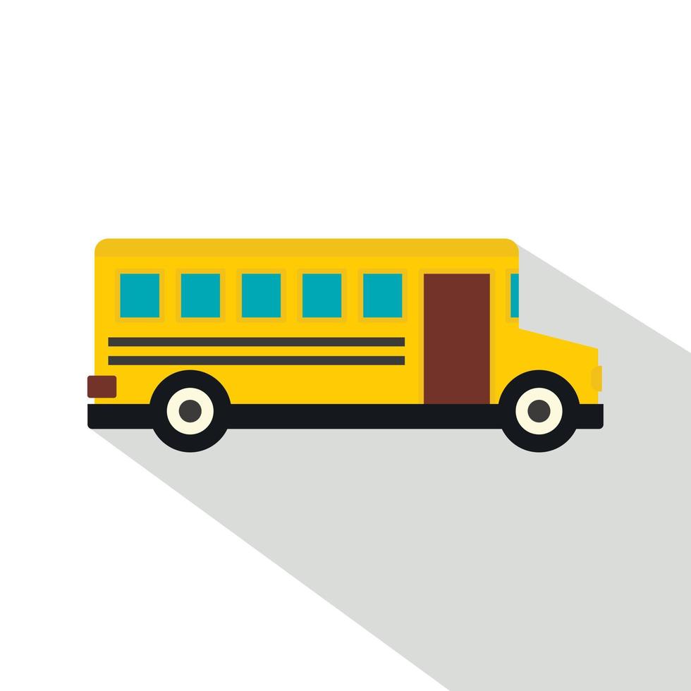 icono de autobús escolar, estilo plano vector