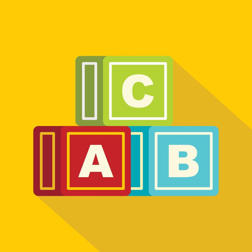 Colorful alphabet cubes icon, flat style vector