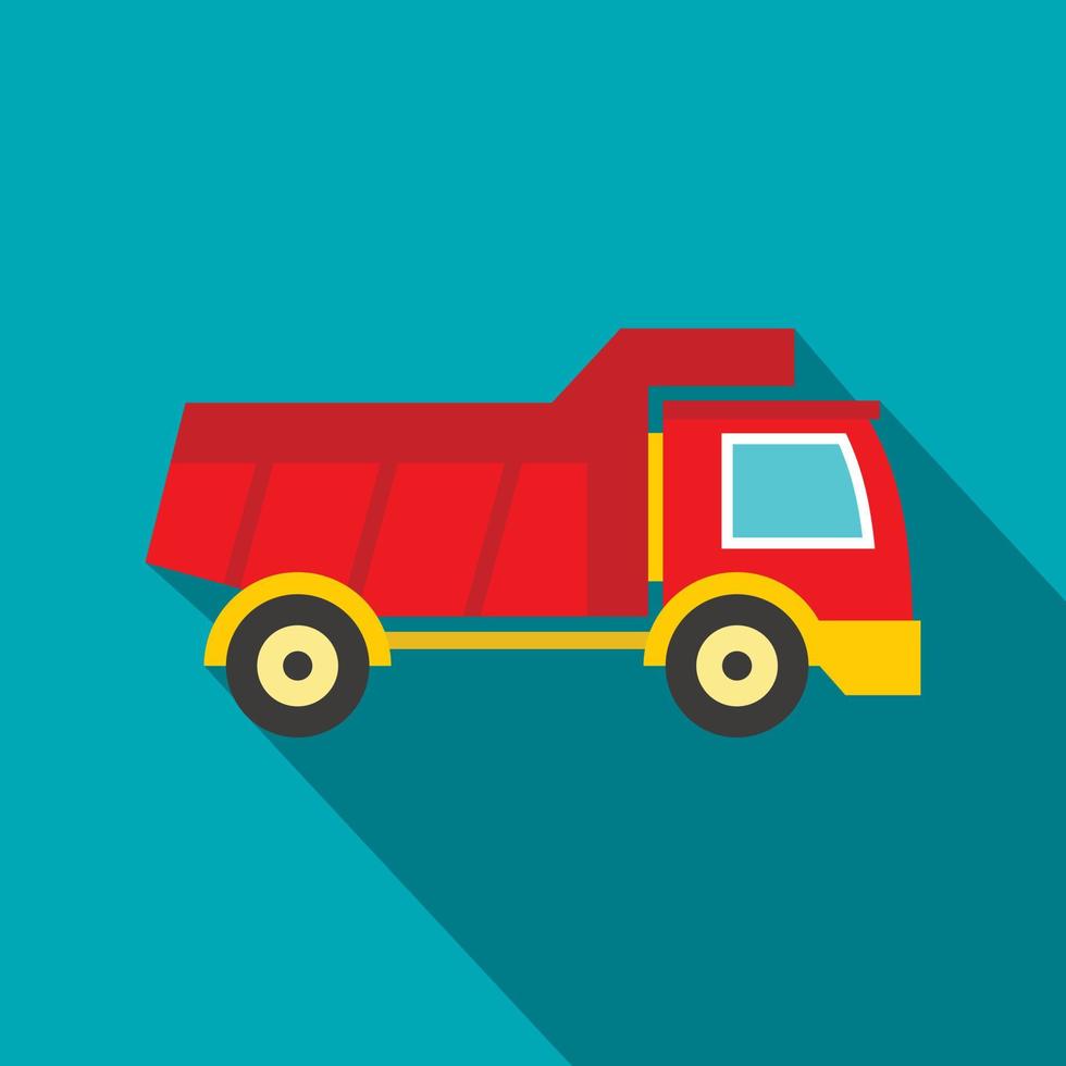 Red toy truck icon, flat style vector