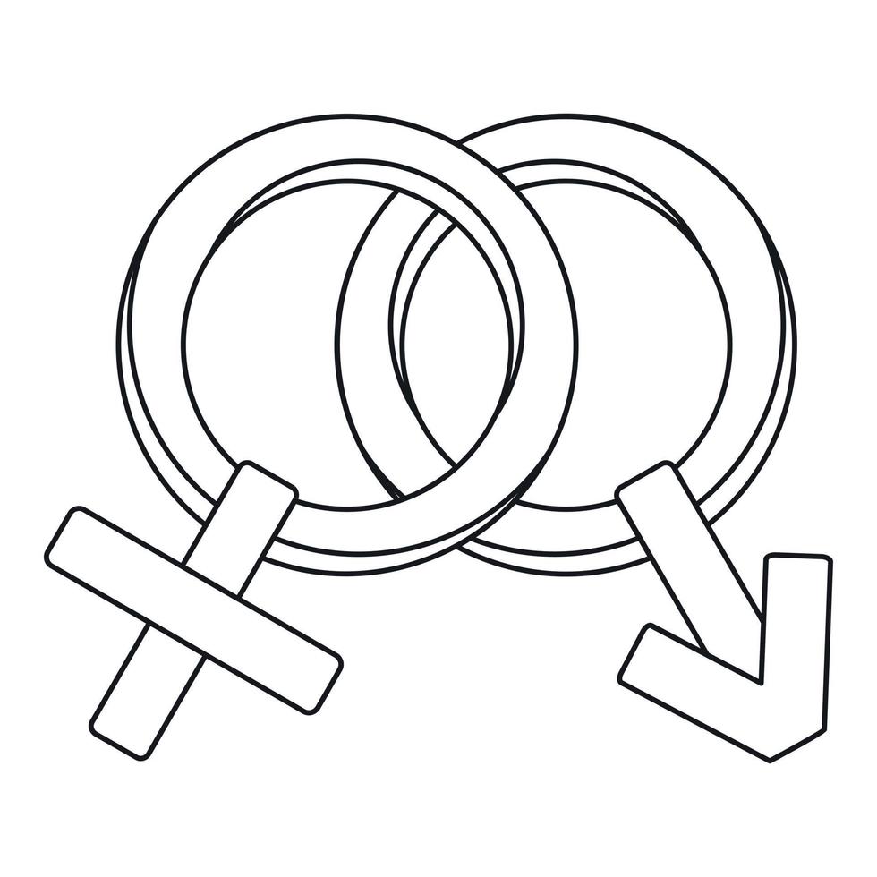 Venus and Mars symbol icon, outline style vector