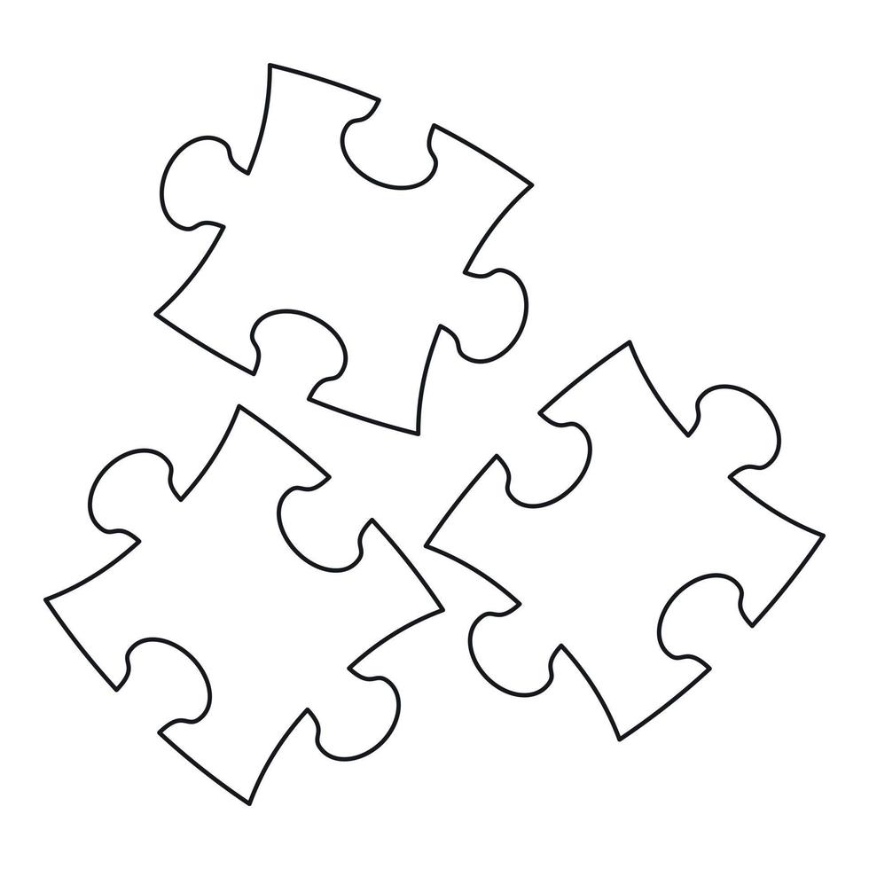 Puzzle icon, outline style vector