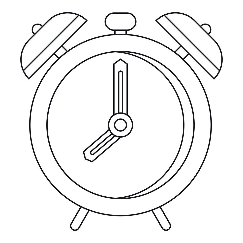 Alarm clock icon, outline style vector