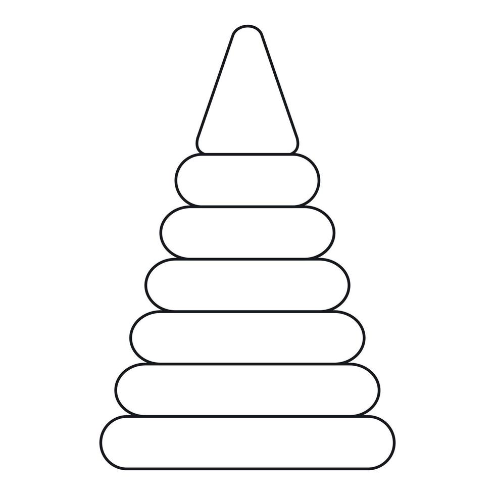 icono de juguete piramidal, estilo de contorno vector
