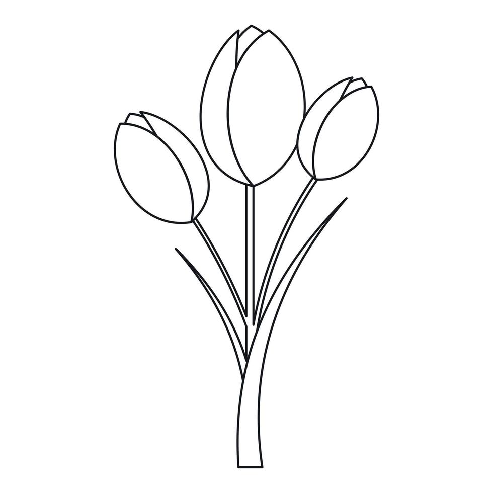 Tulips icon , outline style vector