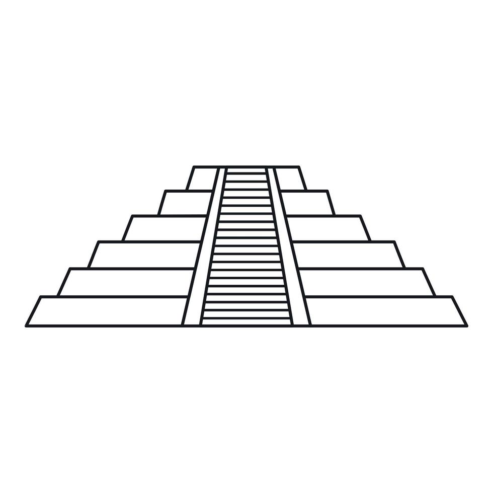 Chichen Itza Maya ruins Mexico icon, outline style vector