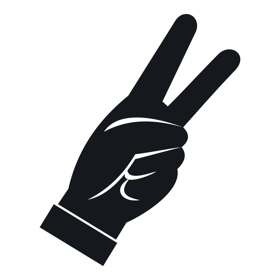 Hand showing victory sign icon, simple style vector