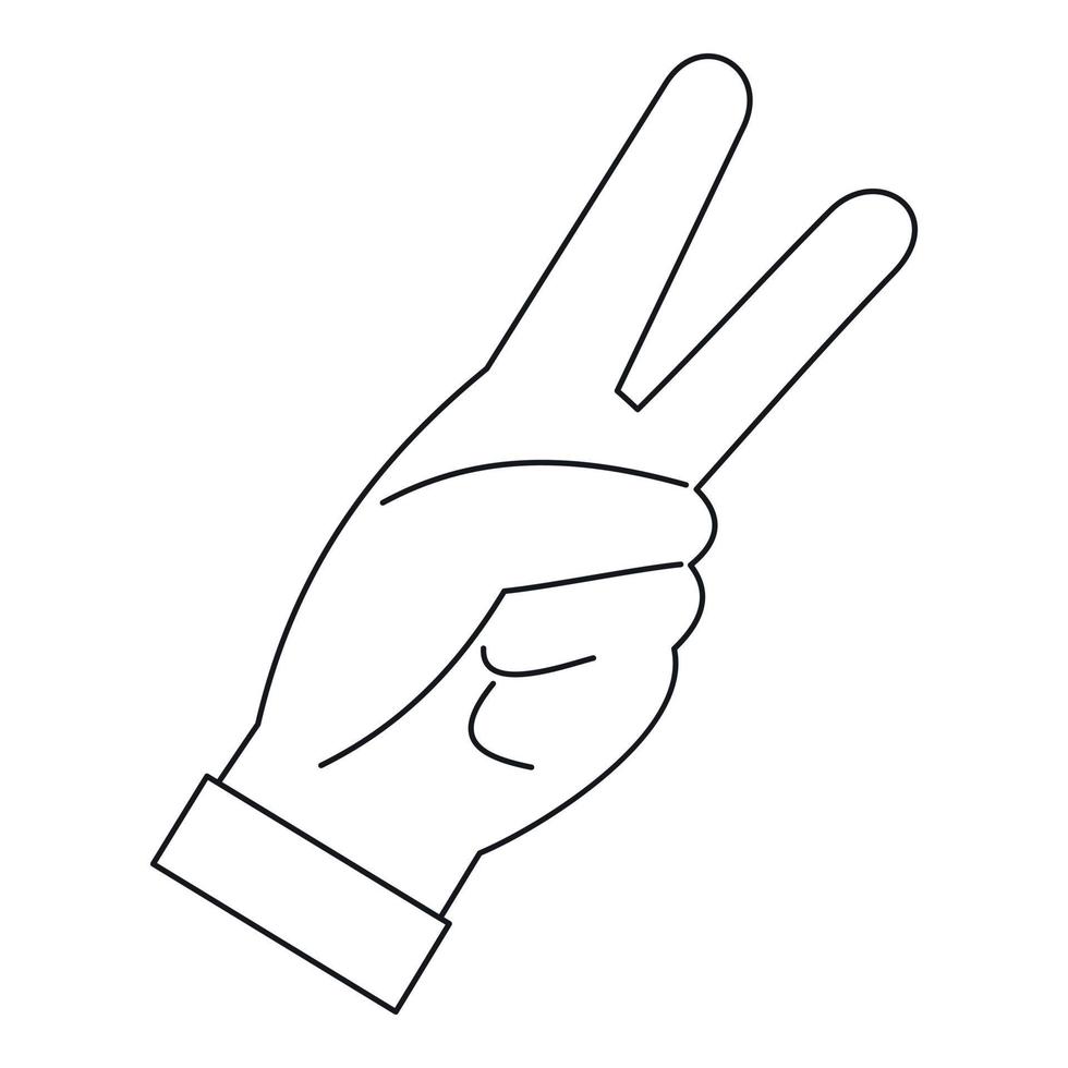 Hand with two fingers icon, outline style vector