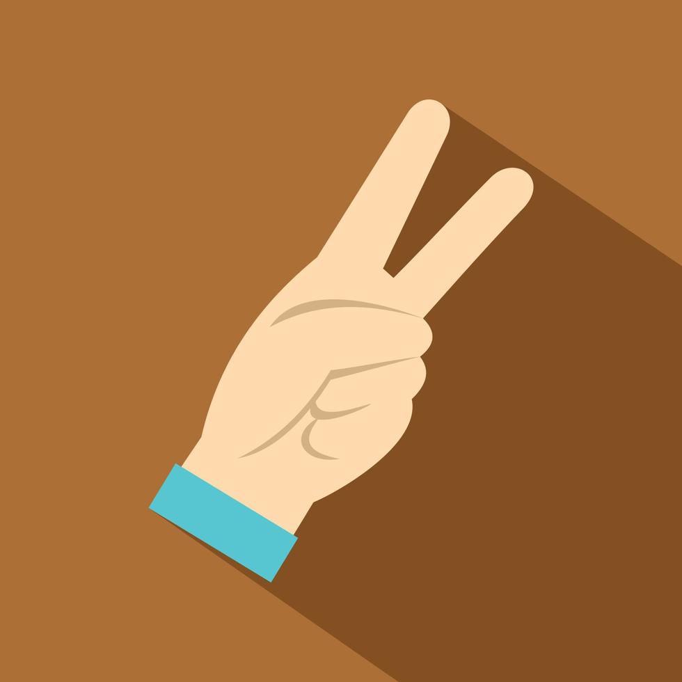 Two fingers raised up gesture icon, flat style vector