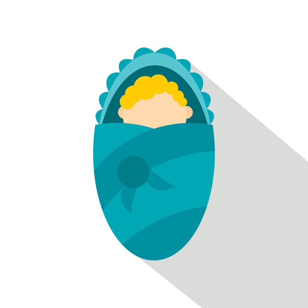 Newborn infant wrapped in baby blanket icon vector