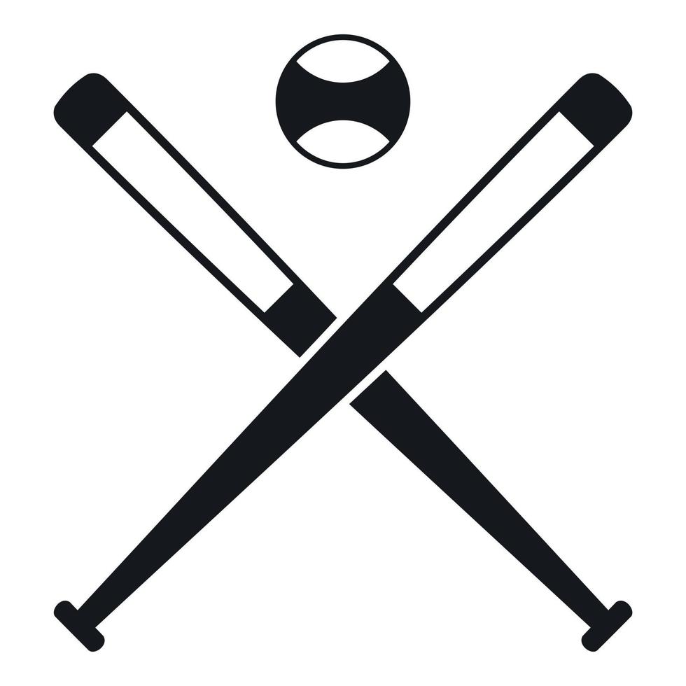 Crossed baseball bats and ball icon, simple style vector