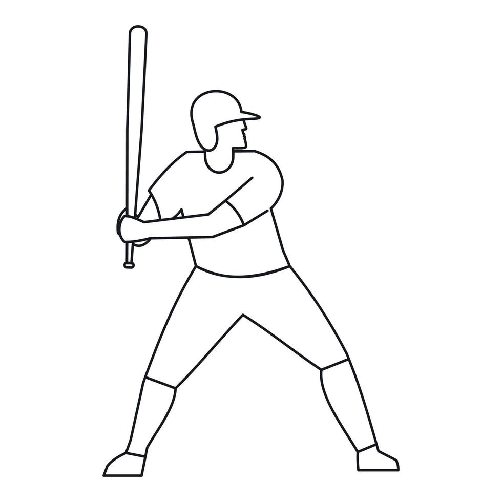 icono de jugador de béisbol, estilo de contorno vector