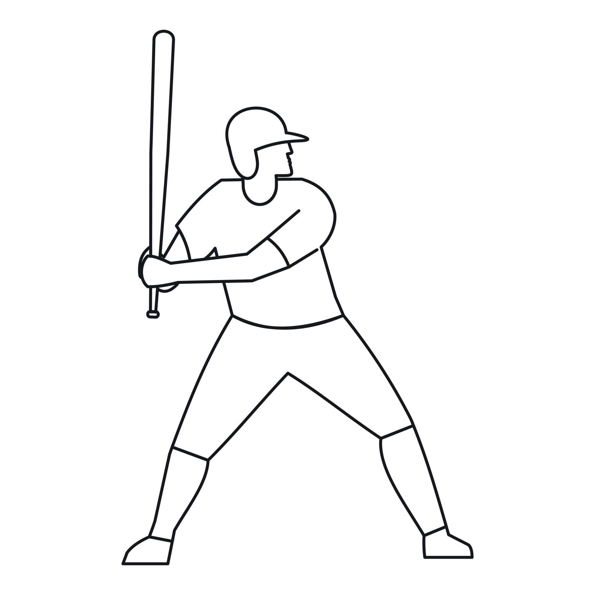 Icono de bate de béisbol. Contorno bate béisbol icono vector para