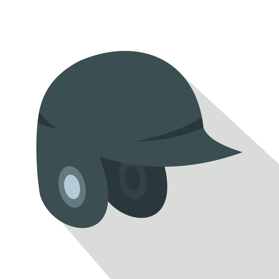 Grey baseball helmet icon, flat style vector