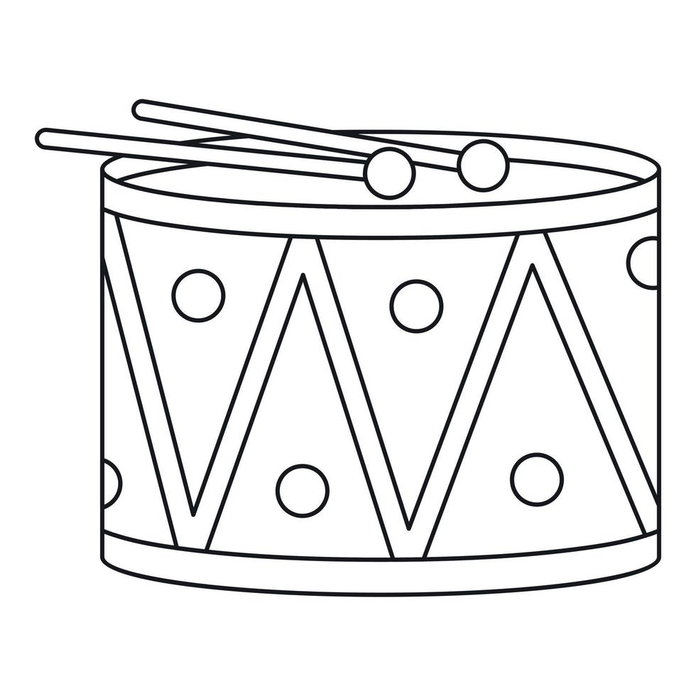 Drum toy icon, outline style vector