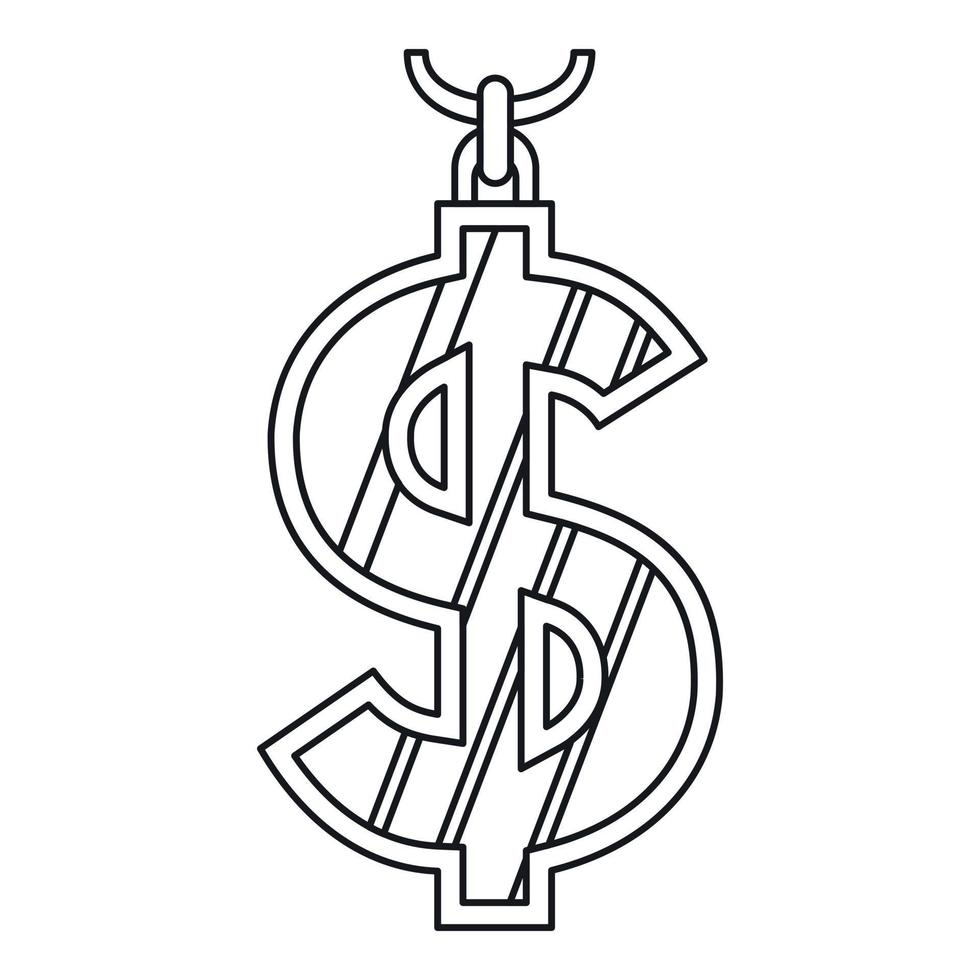 Dollar symbol icon, outline style vector