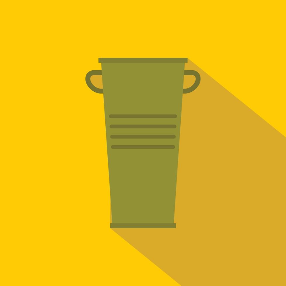 Green garbage tank with handles icon, flat style vector