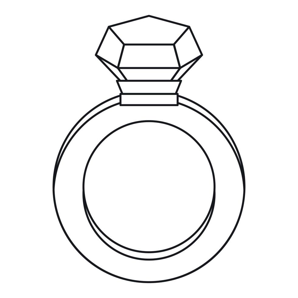 icono de anillo de diamantes, estilo de esquema vector