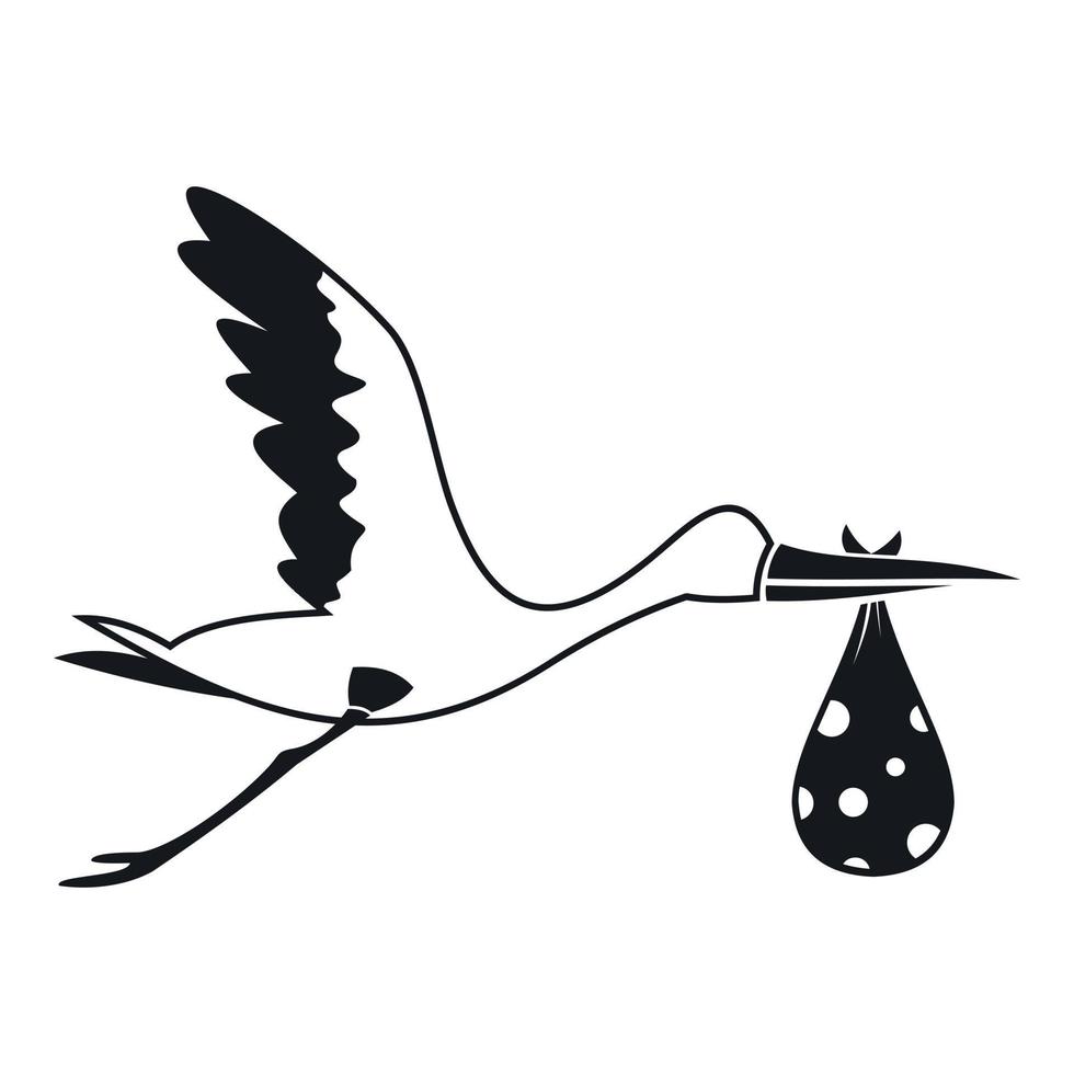 Stork carrying icon, simple style vector