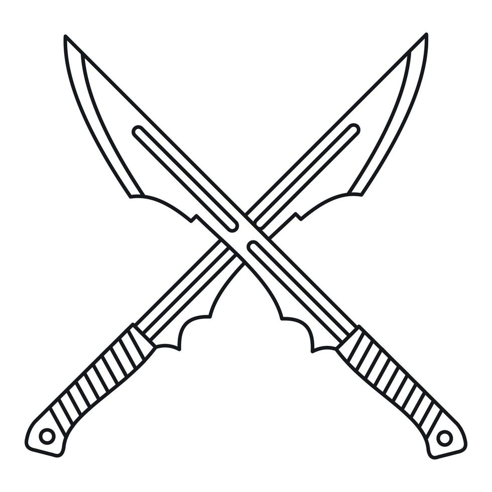 Japanese crossed swords icon, outline style vector