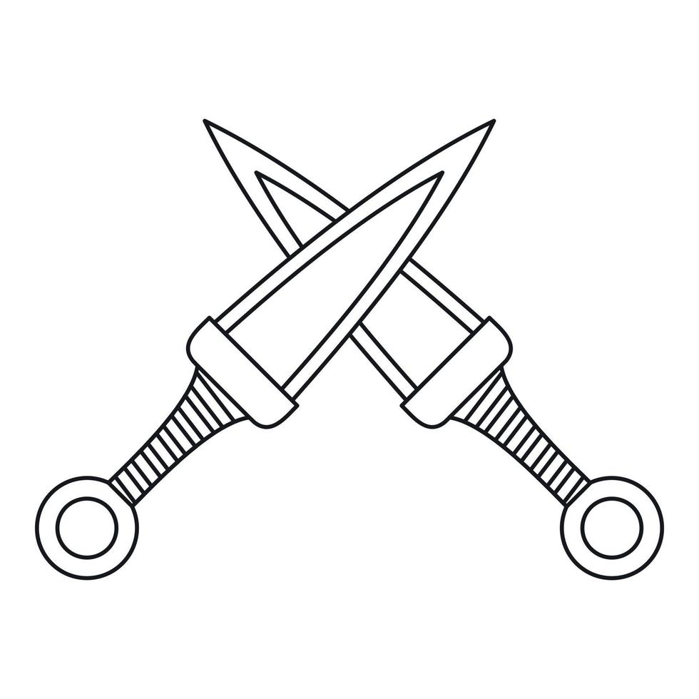 icono de dagas cruzadas, estilo de esquema vector