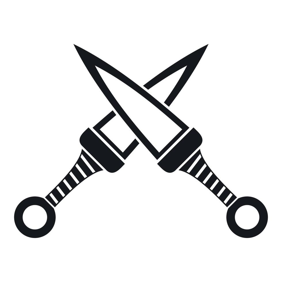 Crossed japanese daggers icon, simple style vector