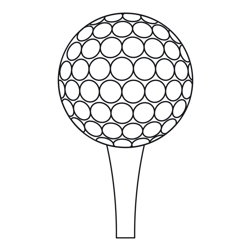 icono de pelota de golf y tee, estilo de esquema vector
