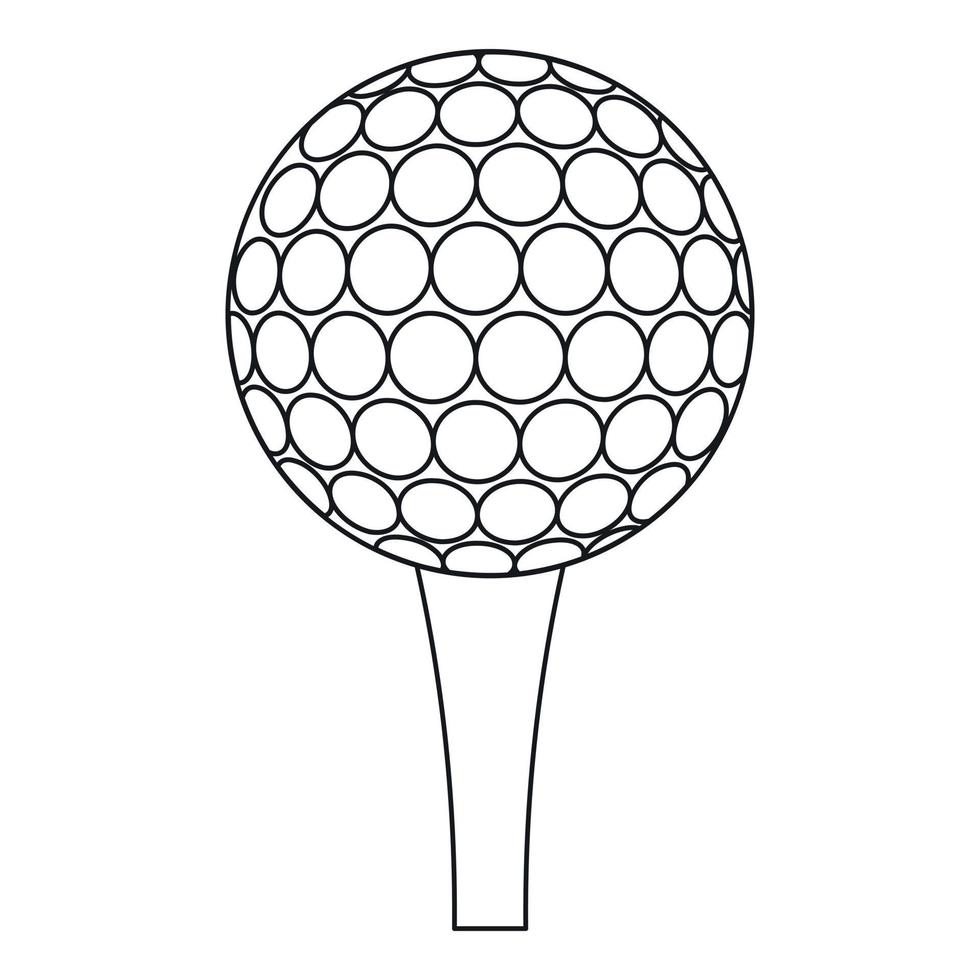 Golf ball and tee icon, outline style vector
