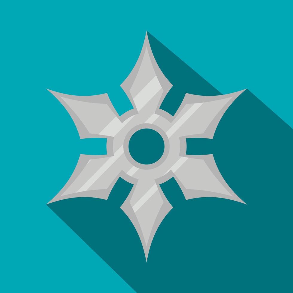 Shuriken weapon icon, flat style vector