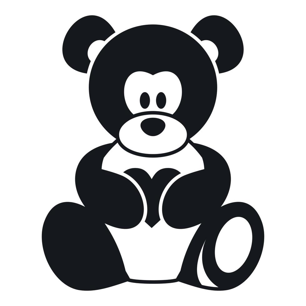 Teddy bear holding a heart icon, simple style vector