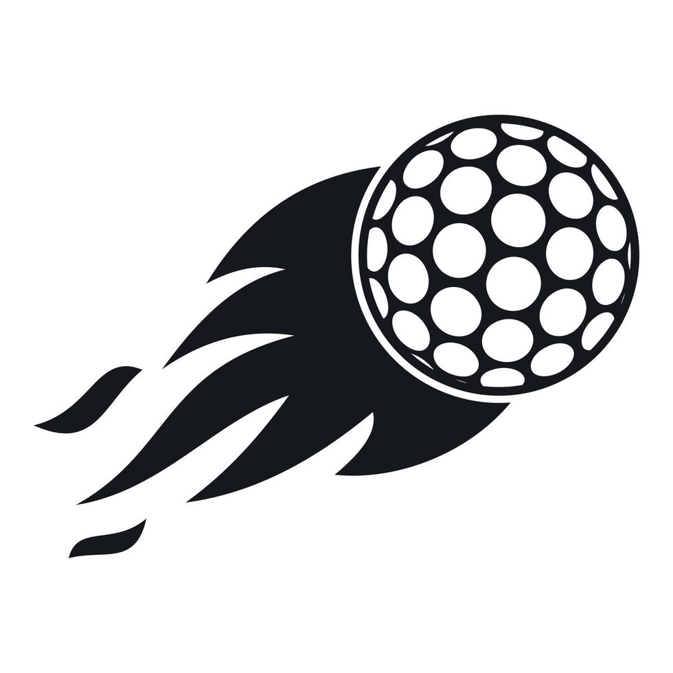 icono de pelota de golf en llamas, estilo simple vector