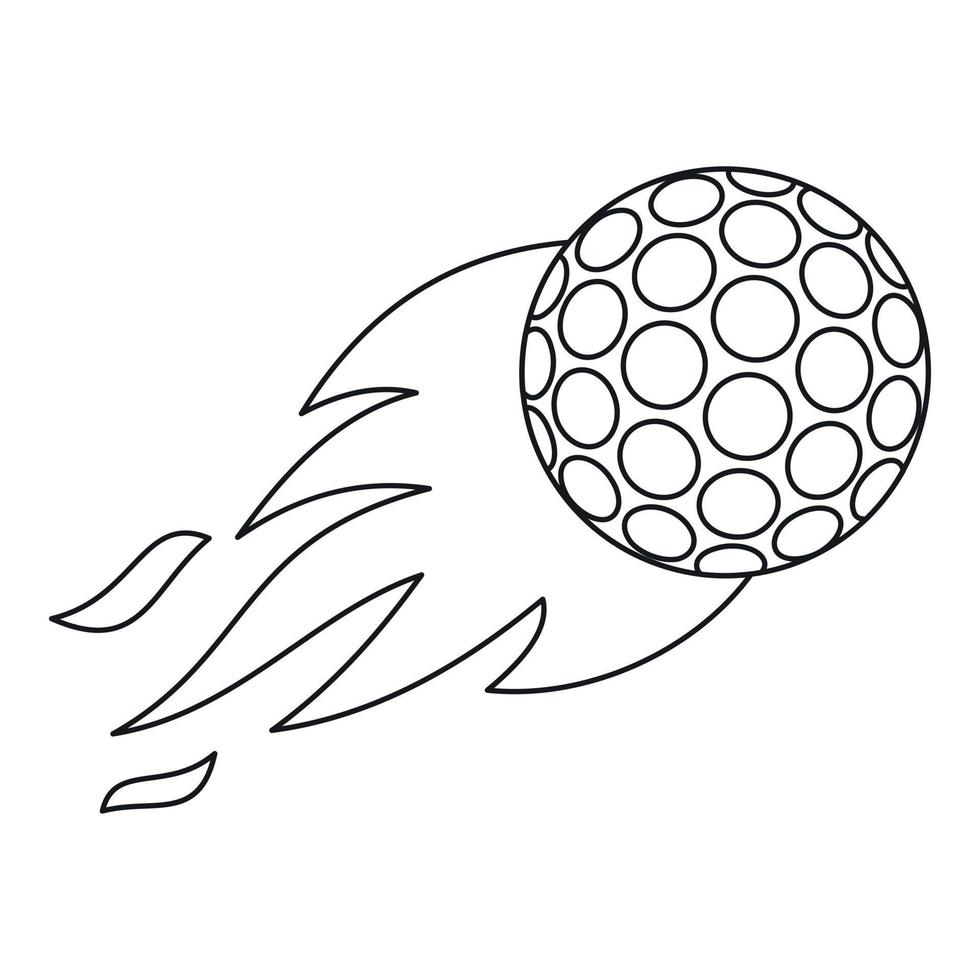 pelota de golf con icono de llama, estilo de contorno vector