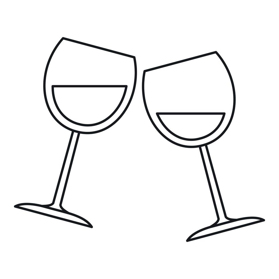 icono de copas de vino, estilo de contorno vector