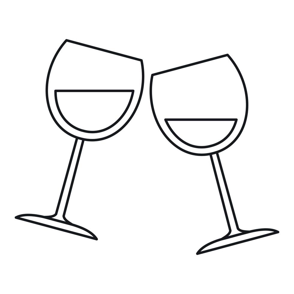 Wine glasses icon, outline style vector