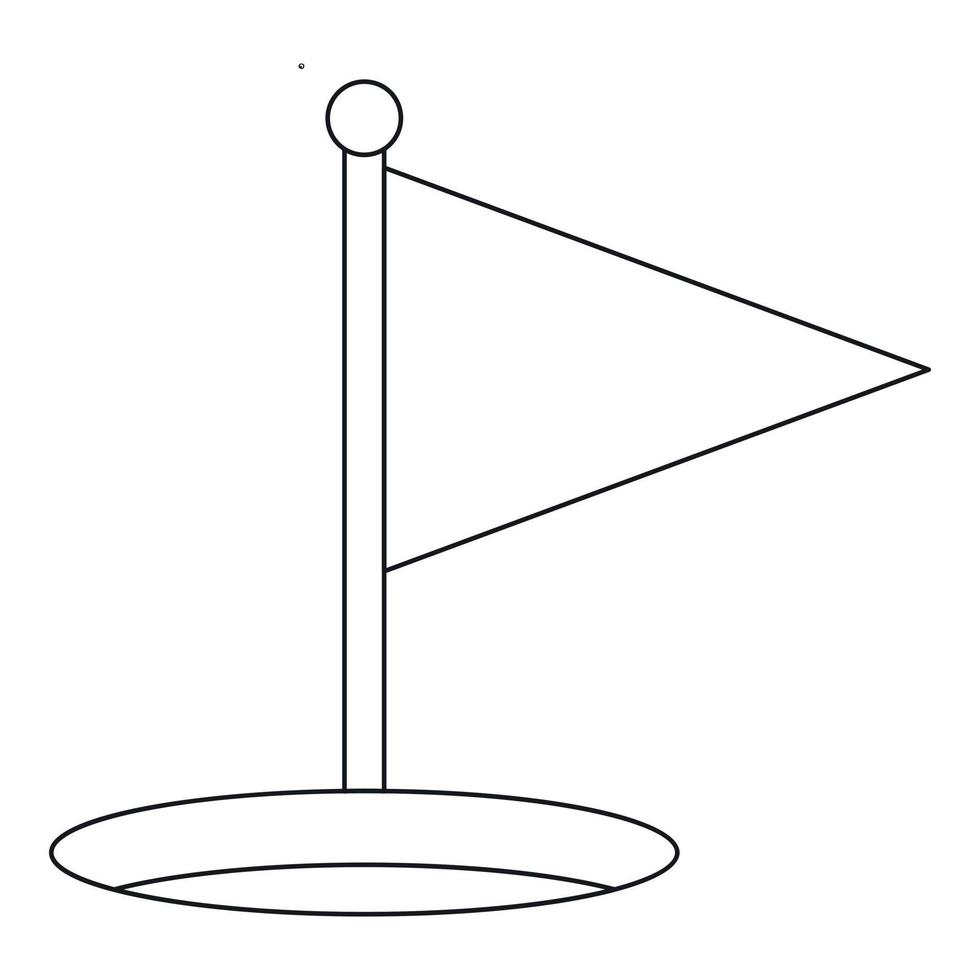 icono de bandera triangular, estilo de esquema vector