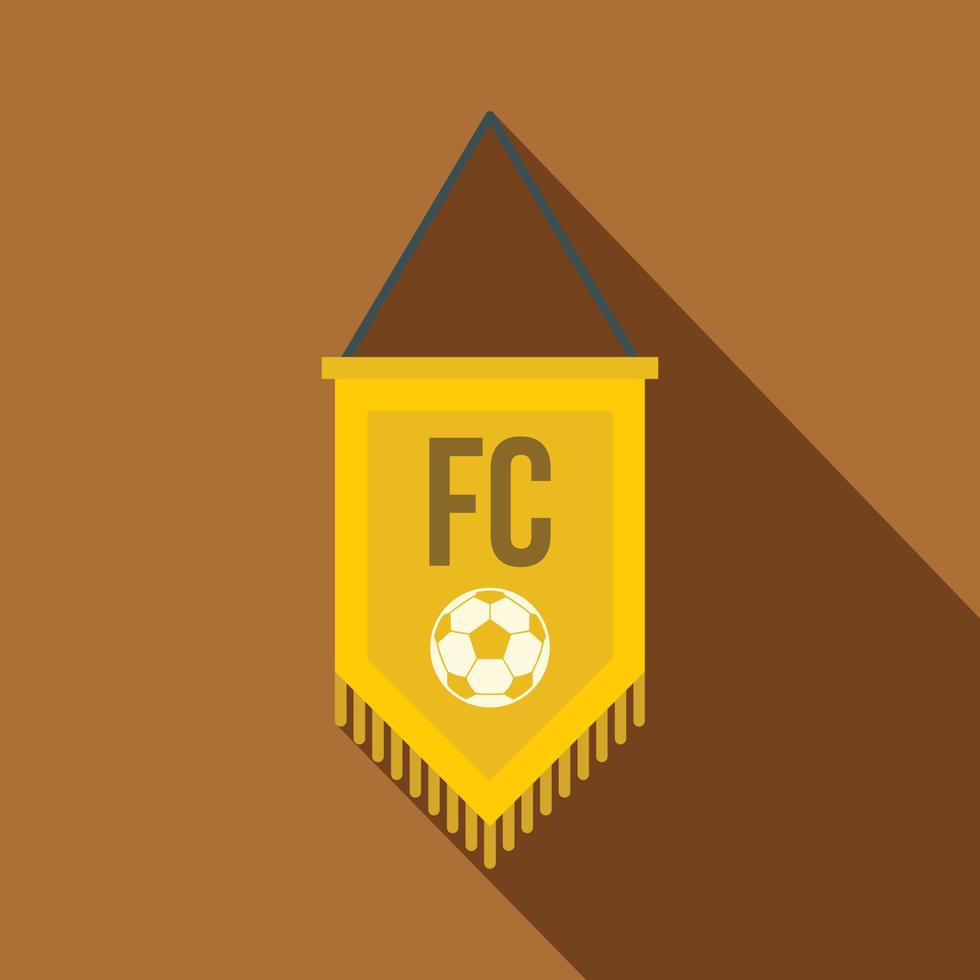 Yellow pennant with soccer ball icon, flat style vector