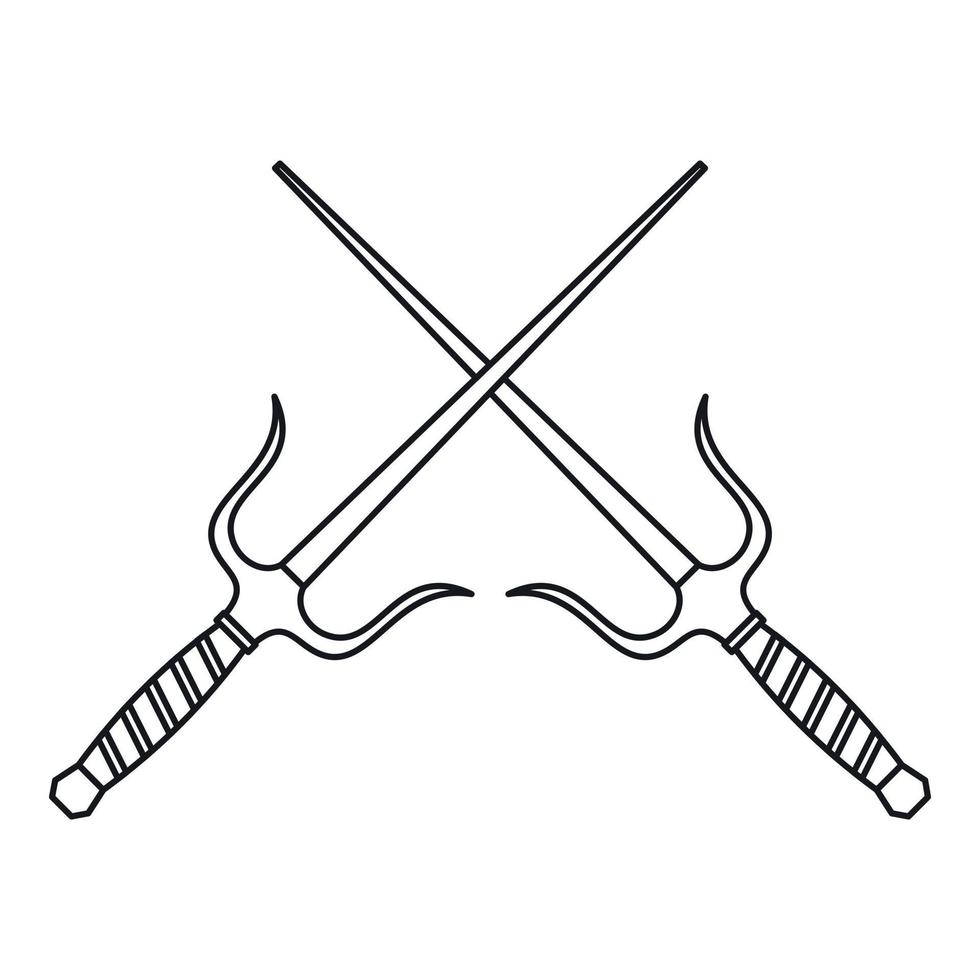 Sai dagger weapon icon, outline style vector