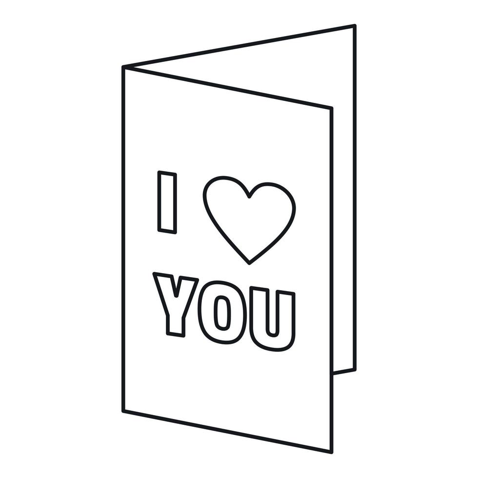 Greeting card on Valentine day icon, outline style vector