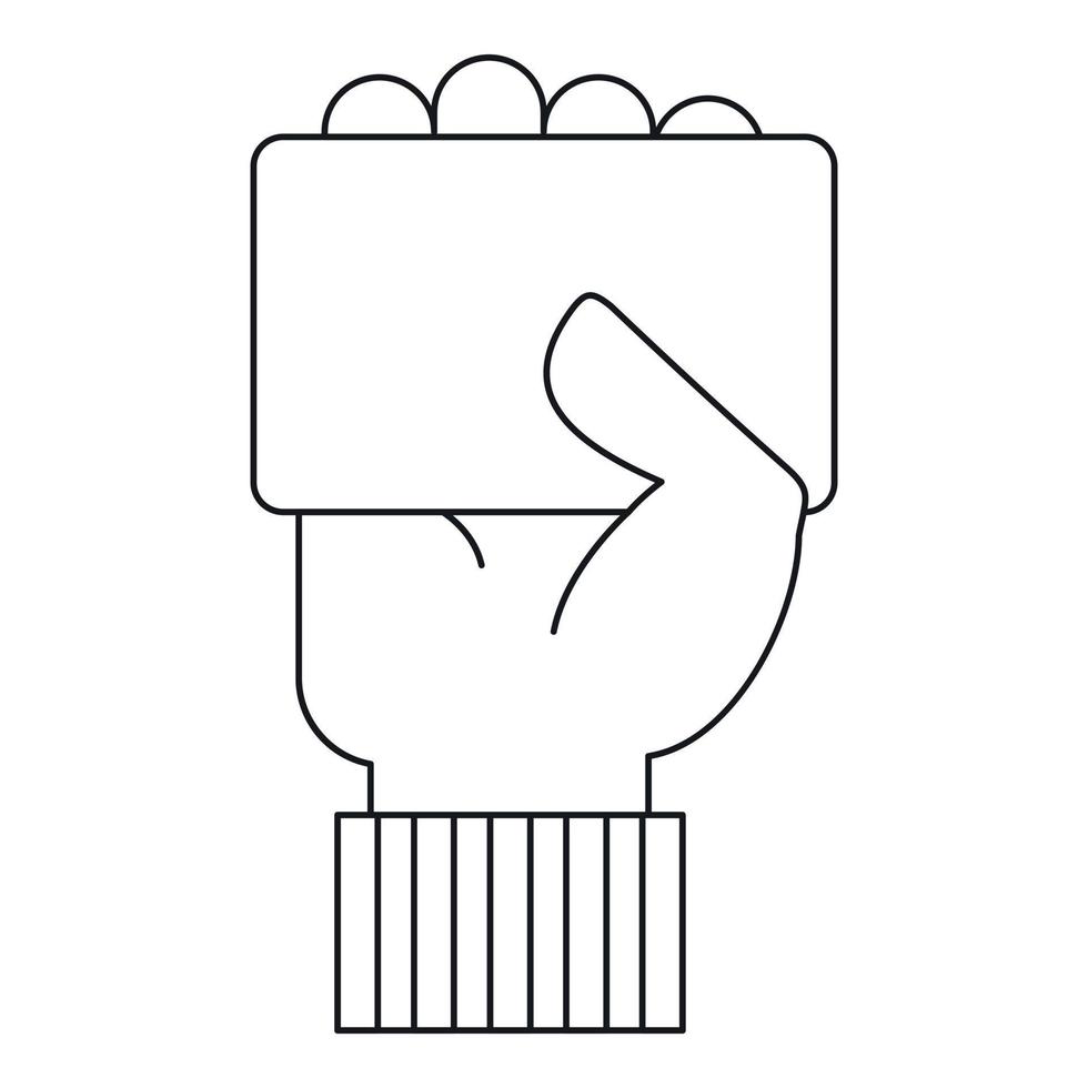 Referee hand holding card icon, outline style vector