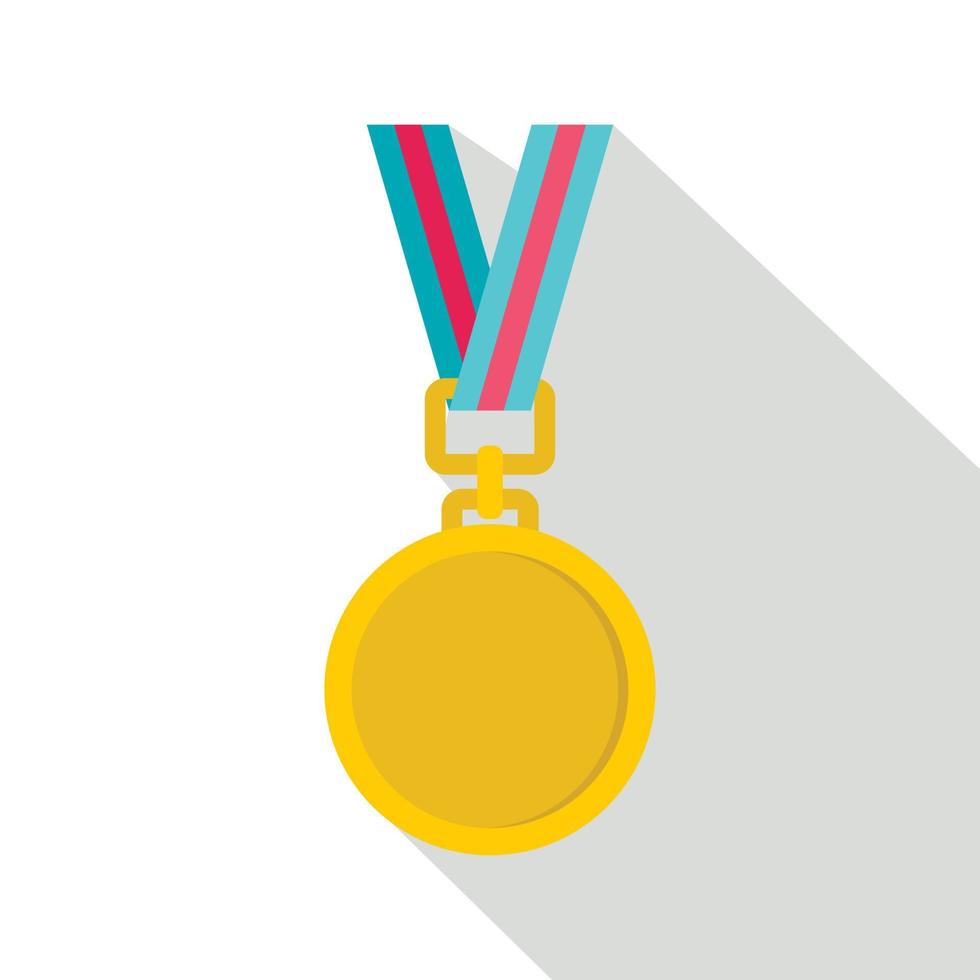 Cat medal icon, flat style vector