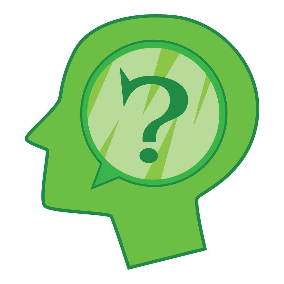 Head silhouette with question mark inside icon vector