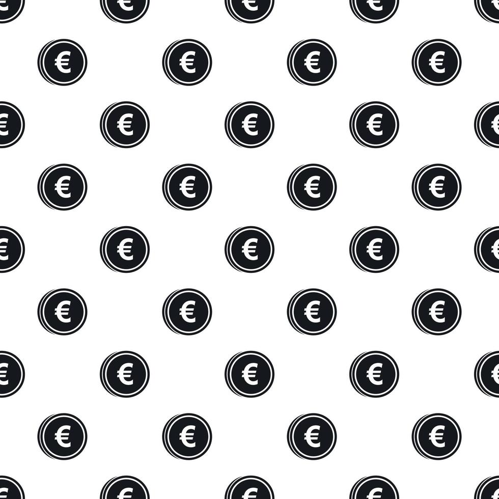 Coin with euro sign pattern, simple style vector