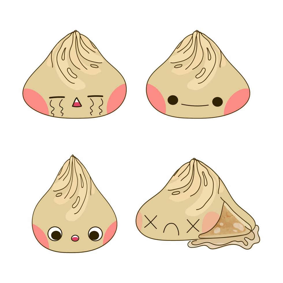 Xiao Long Bao set of dumpling characters vector illustration