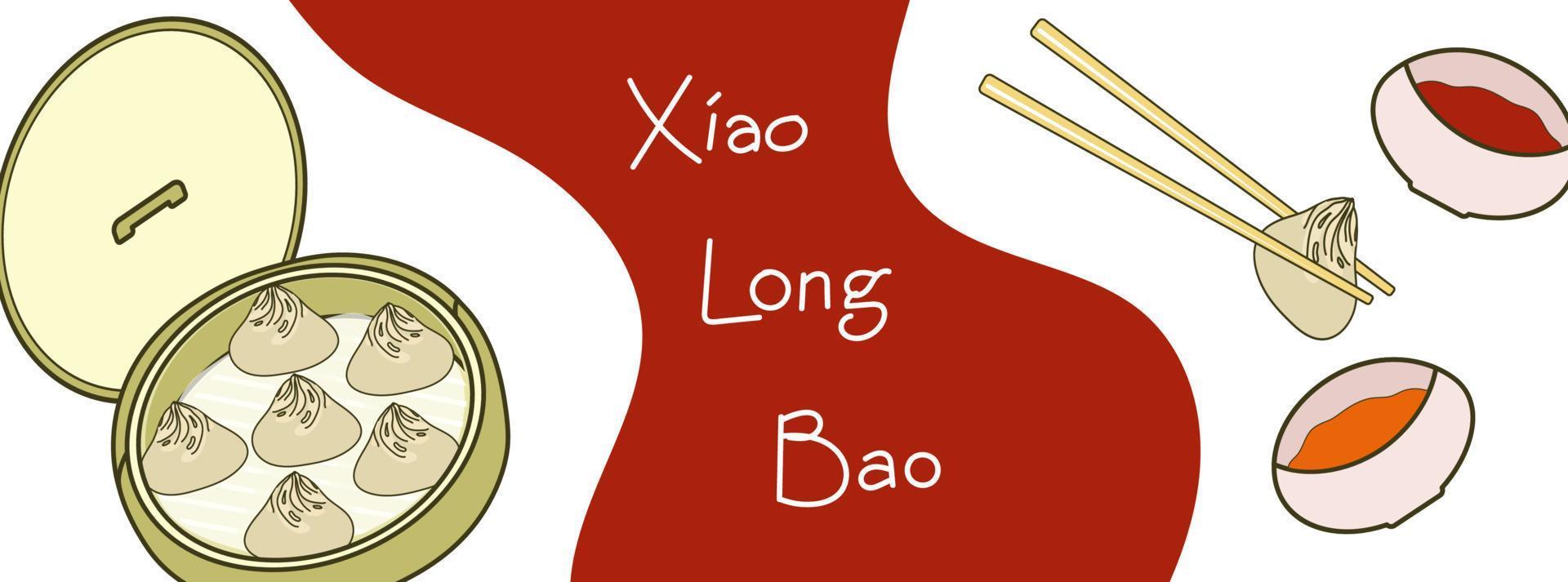 Xiao Long Bao background with dumplings vector illustration
