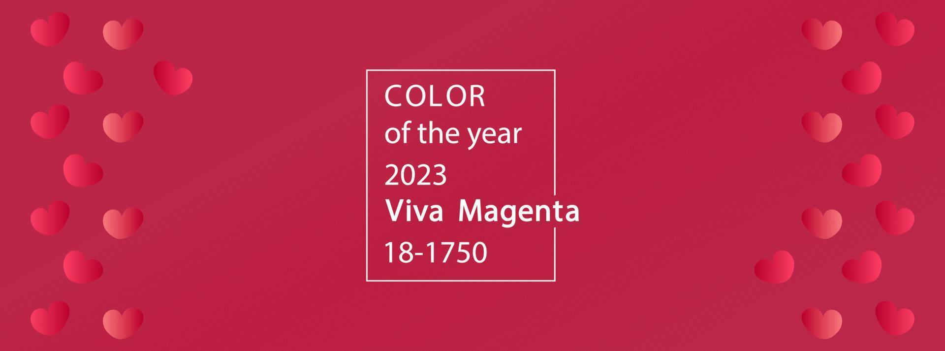 Viva Magenta color background vector illustration with hearts