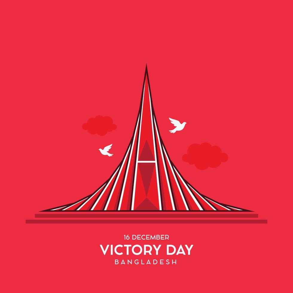 16 December Victory Day Bangladesh Vector Illustration with National Martyrs' Monument called Sriti Shoudho. Victory Day Banner, Poster, Greeting Card Template Design. Victory Day Background